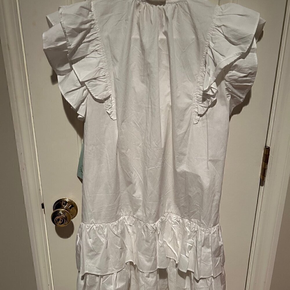 Fantastic Fawn White Ruffle Dress with Red & Blue Star Appliqués - Picture 4 of 4